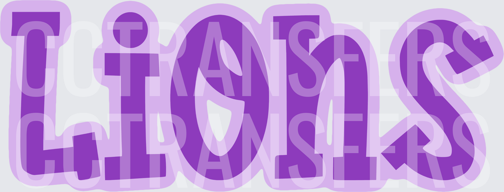 Purple Lions Bold Retro Team Spirit Word (DTF)
