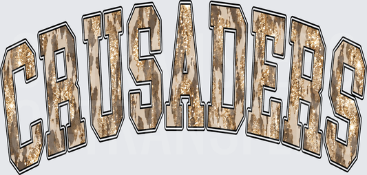 Crusaders Arched Gold Glitter Cowhide Letters (DTF)