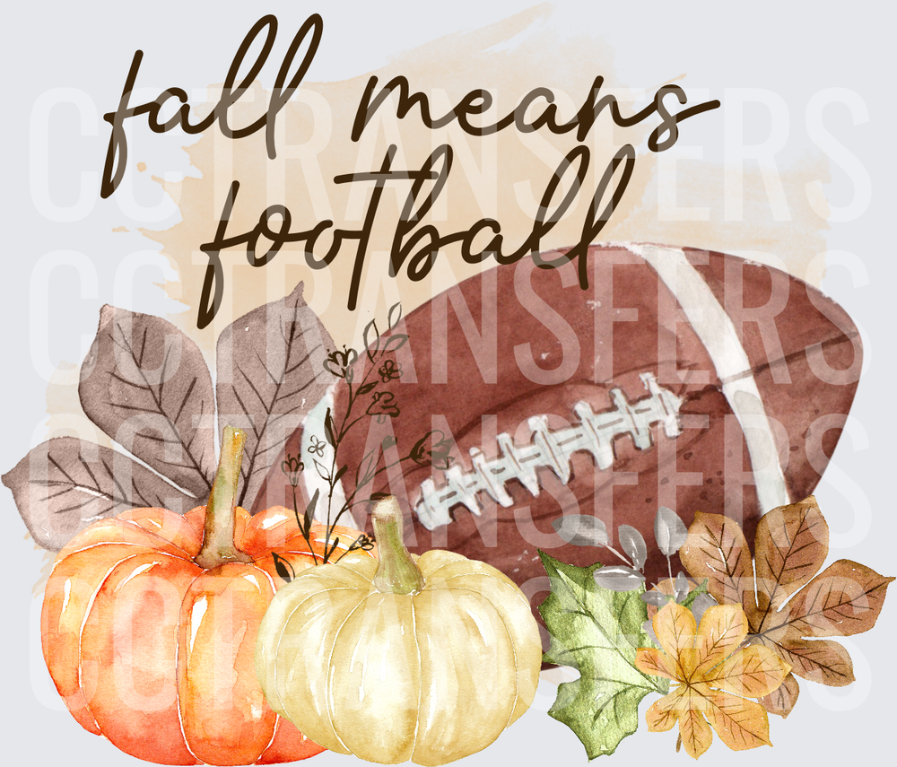 Fall Means Football Watercolor Pumpkins Leaves (DTF)