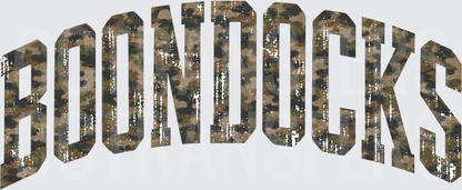 Boondocks Arched Camo Distressed Bold Letters (DTF)