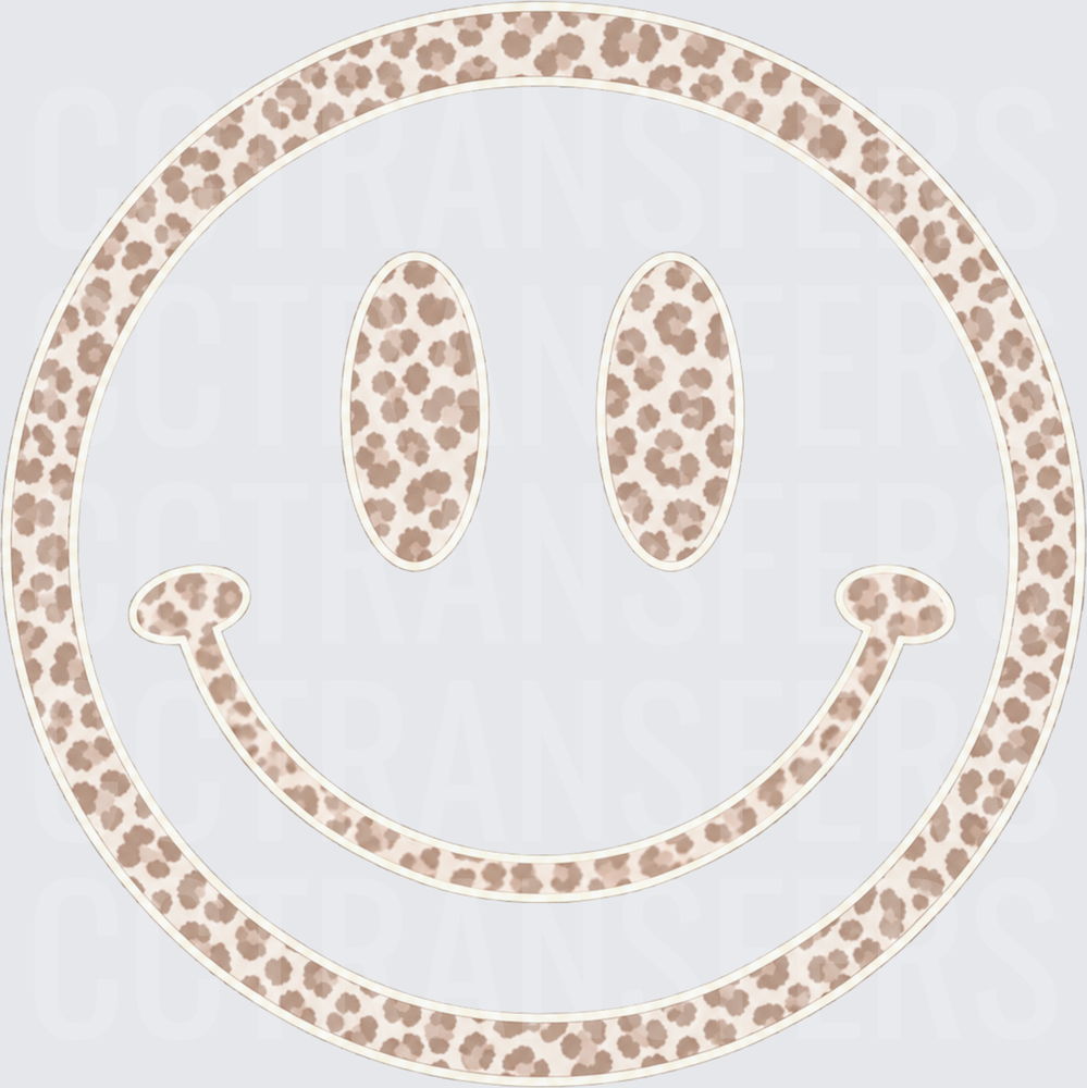Leopard Print Smiley Face Neutral Tan (DTF)
