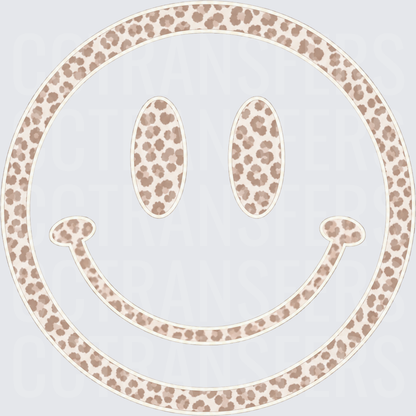 Leopard Print Smiley Face Neutral Tan (DTF)