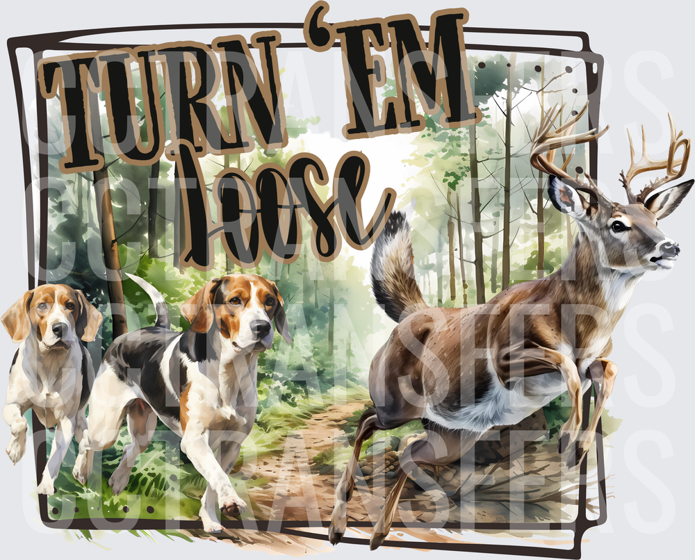 Turn Em Loose Hound Dogs Chasing Buck Deer Forest (DTF)