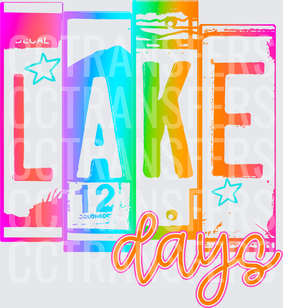 Rainbow License Plate Lake Days Summer Graphic (DTF)