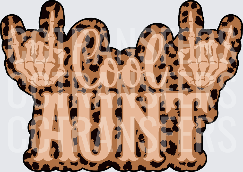 Cool Aunt Leopard Print Skeleton Rock Hands (DTF)