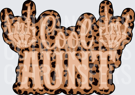 Cool Aunt Leopard Print Skeleton Rock Hands (DTF)