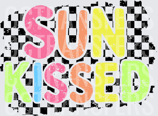Sun Kissed Retro Checkered Colorful Bold Lettering (DTF)