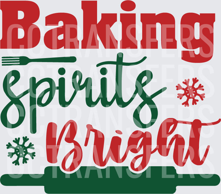 Baking Spirits Bright Christmas Holiday Baking Design (DTF)