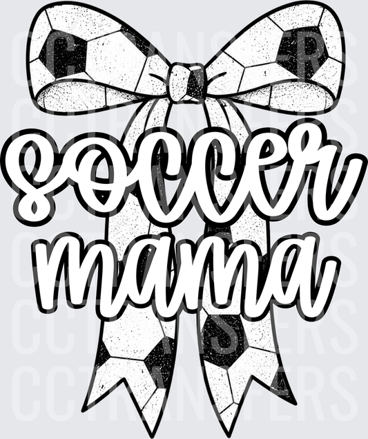 Soccer Mama Coquette Bow Black and White (DTF)