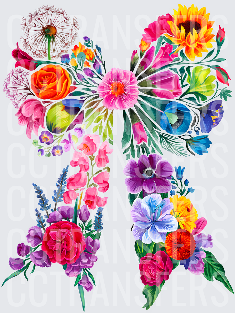 Colorful Floral Bow Arrangement with Mixed Blooms (DTF)