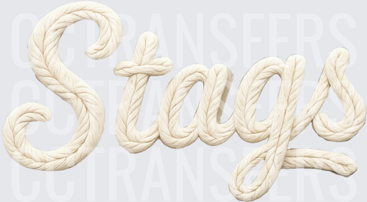 Stags Rope Script Lettering Cream Cursive Word (DTF)