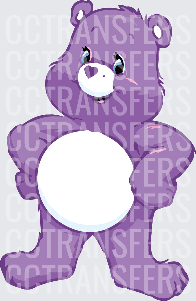 Purple Cartoon Bear Hands On Hips Heart Nose (DTF)