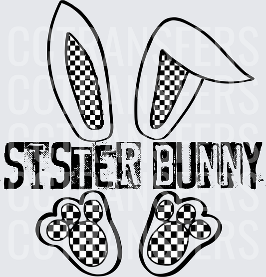 Sister Bunny Checkered Easter Ears and Feet (DTF)