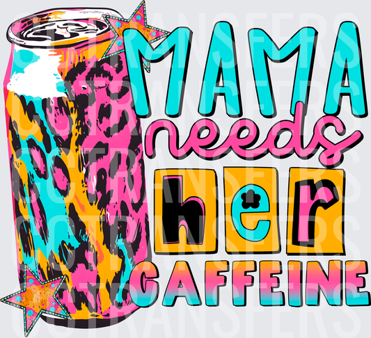 Mama Needs Her Caffeine Leopard Print Energy Can (DTF)