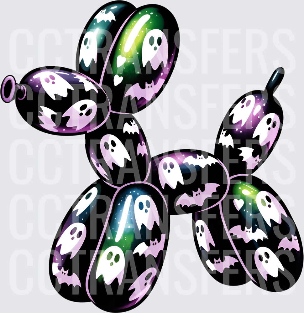 Halloween Balloon Animal Dog with Ghosts and Bats (DTF)