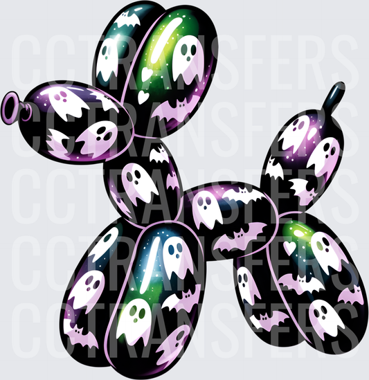 Halloween Balloon Animal Dog with Ghosts and Bats (DTF)