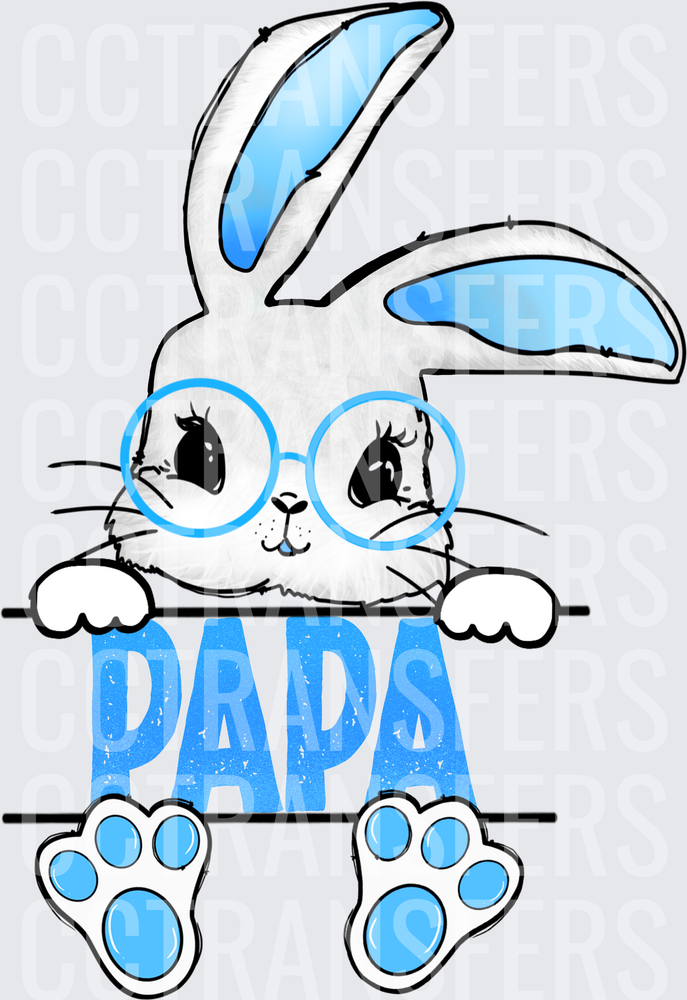 Cute White Bunny with Blue Glasses Papa Easter (DTF)