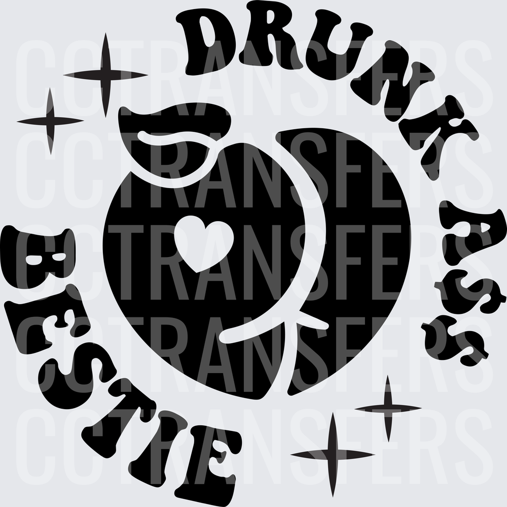 Drunk Ass Bestie Peach Heart Sparkle (DTF)