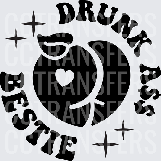 Drunk Ass Bestie Peach Heart Sparkle (DTF)