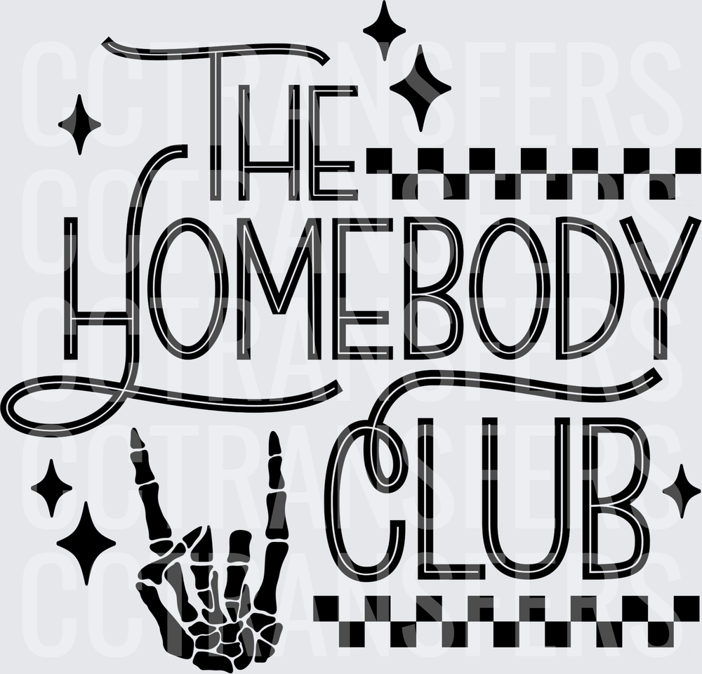 The Homebody Club Skeleton Hand Rock Sign (DTF)