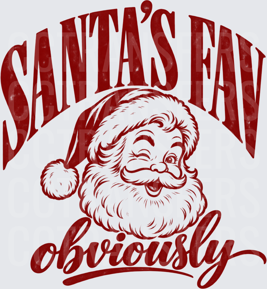 Santa's Fav Obviously Winking Santa Face (DTF)