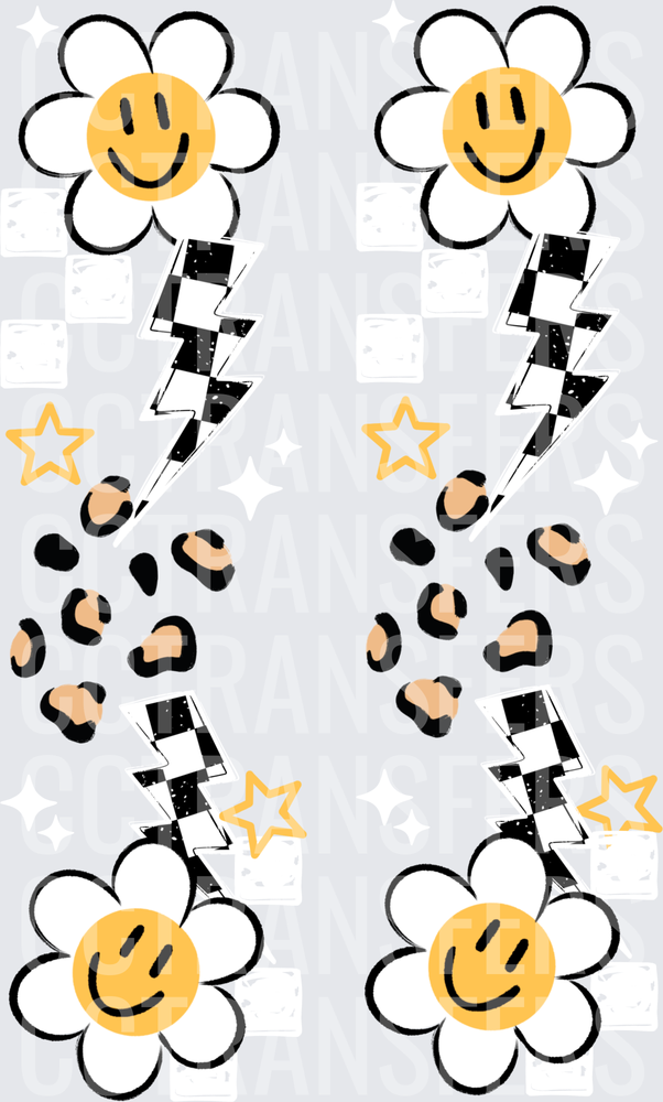Smiley Daisy Checkered Lightning Bolt Leopard Print Stars (DTF)