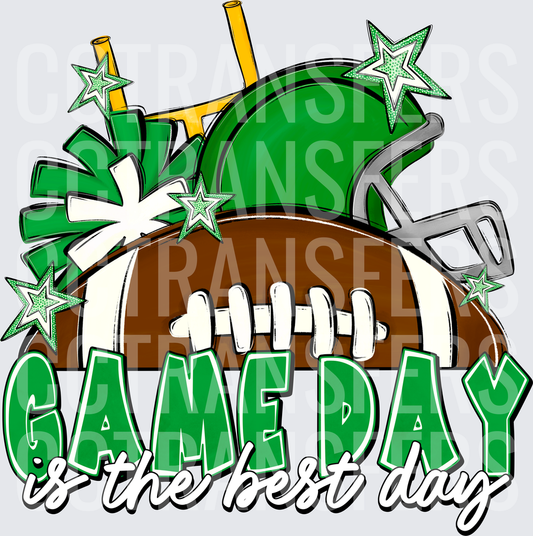 Game Day Is The Best Day Green Gold Football Helmet (DTF)
