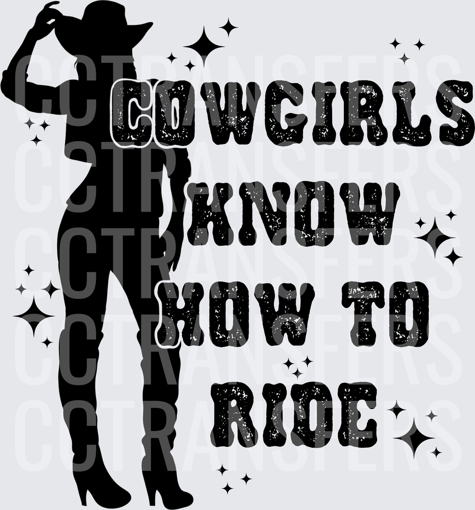 Cowgirls Know How To Ride Silhouette Western (DTF)