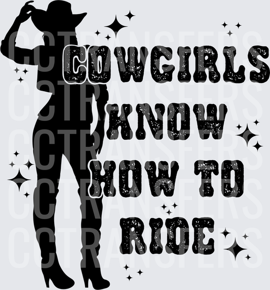 Cowgirls Know How To Ride Silhouette Western (DTF)