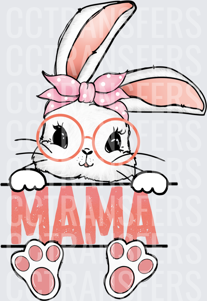 Mama Bunny Girl with Glasses Pink Bow Easter (DTF)