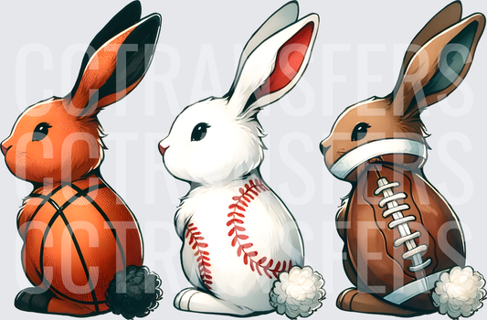 Sports Bunny Trio Basketball Baseball Football (DTF)