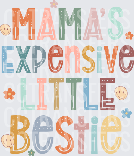 Mama's Expensive Little Bestie Boho Floral Letter Design (DTF)