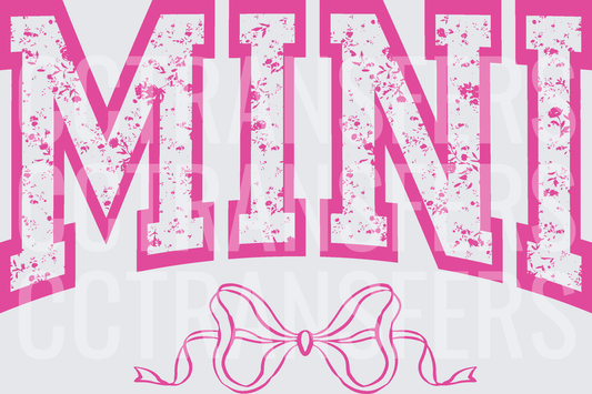 Pink Floral Mini Varsity Letters with Bow (DTF)
