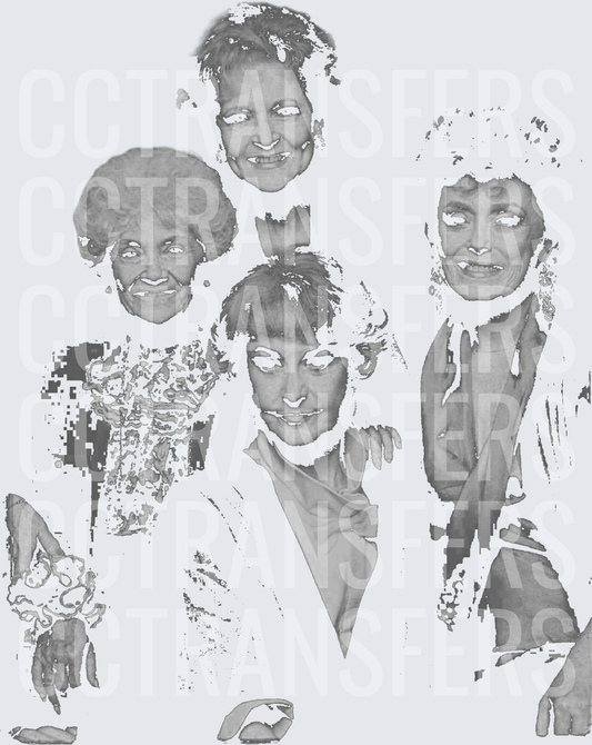 Grayscale Group of Four Elegant Women Portrait (DTF)