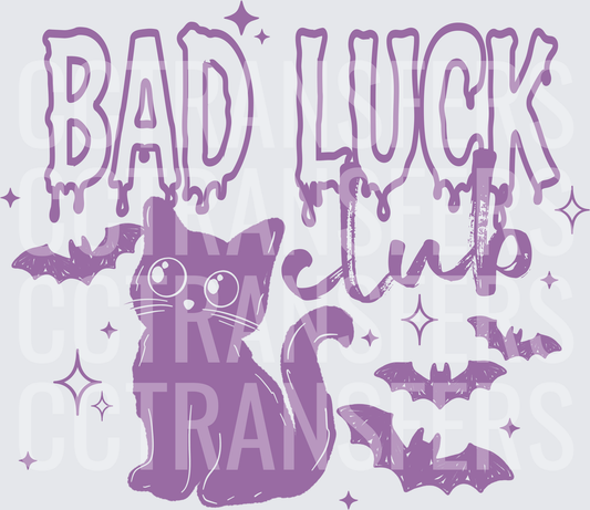Bad Luck Club Cute Black Cat Bats Halloween (DTF)