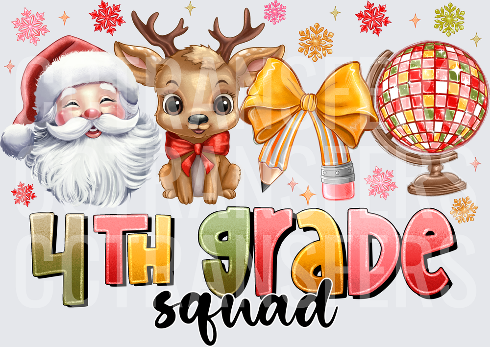 4th Grade Squad Christmas Santa Reindeer Teacher (DTF)