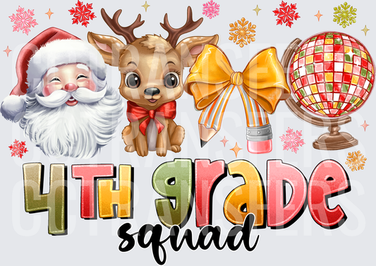 4th Grade Squad Christmas Santa Reindeer Teacher (DTF)