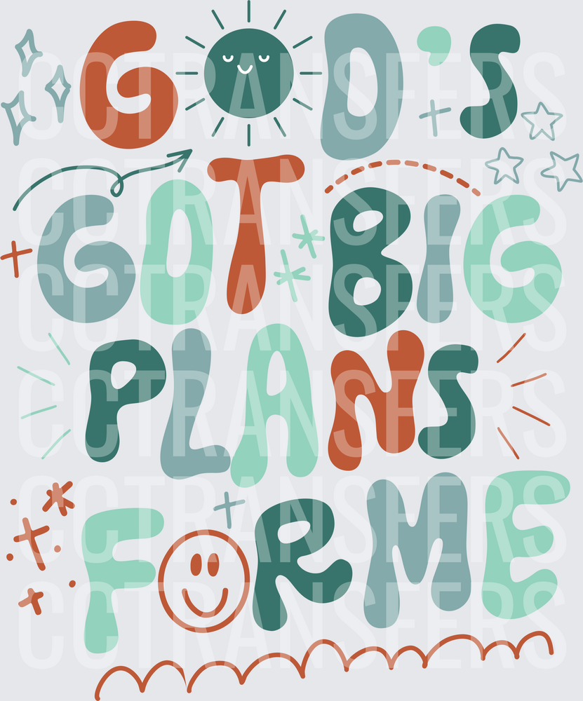 God's Got Big Plans For Me Faith Boho Retro Lettering (DTF)