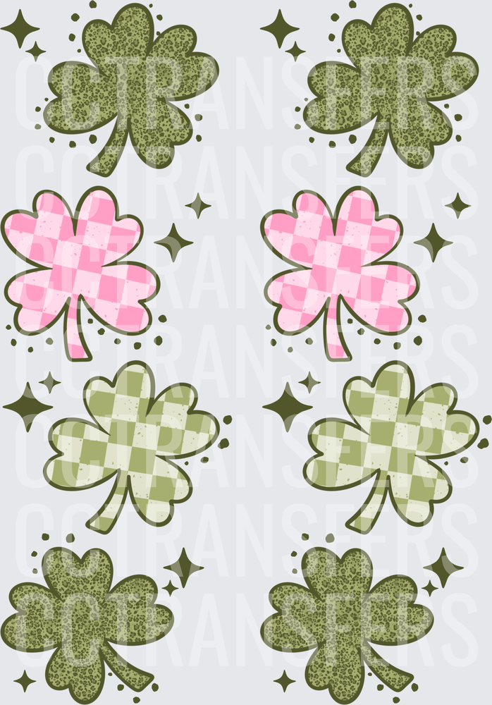 Leopard Print & Checkered Four Leaf Clover Bundle (DTF)
