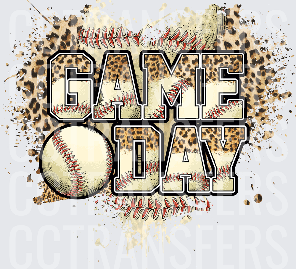 Game Day Baseball Leopard Print Grunge Splatter (DTF)