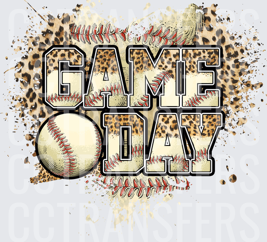 Game Day Baseball Leopard Print Grunge Splatter (DTF)