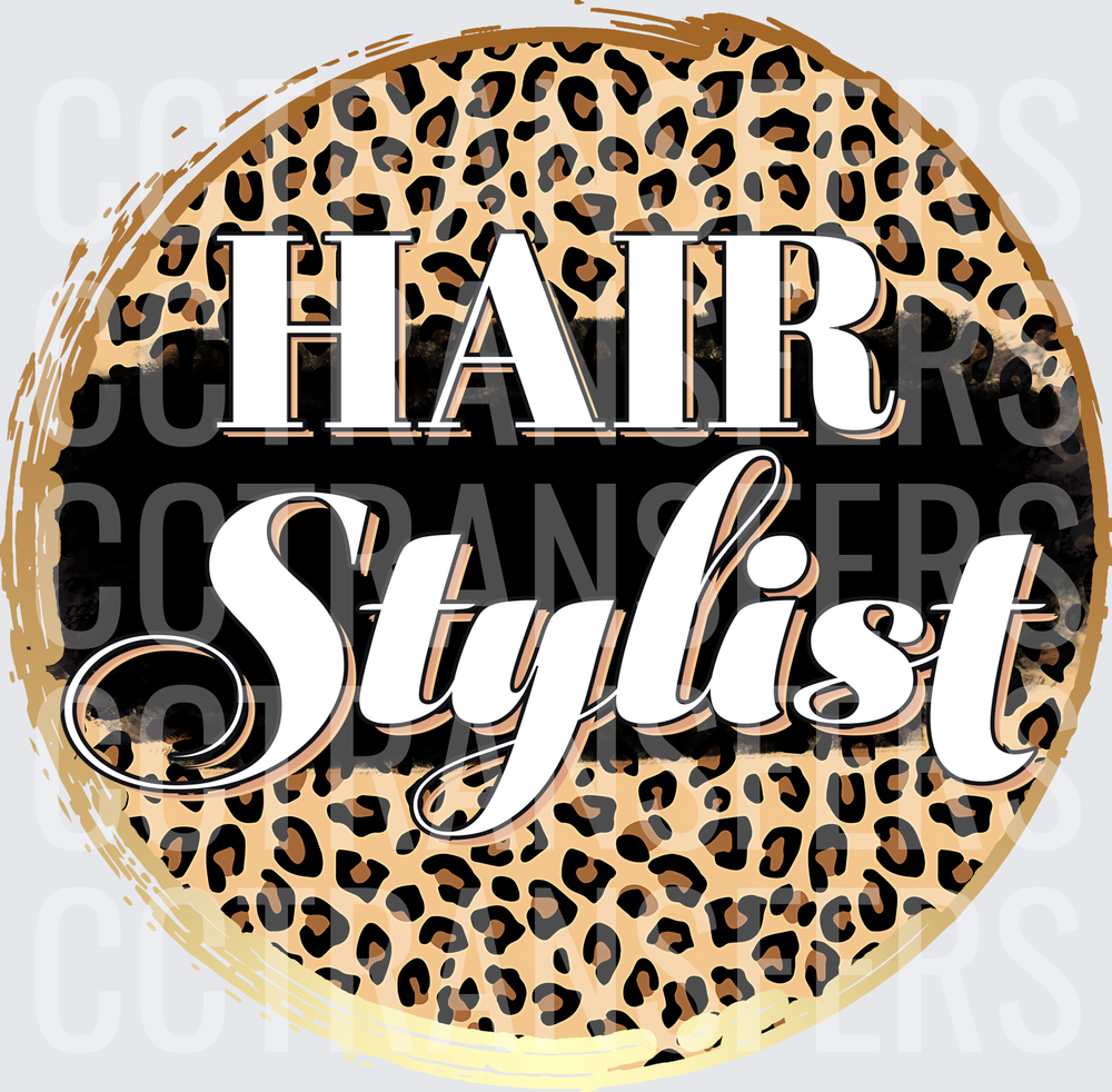 Hair Stylist Leopard Print Circle Badge (DTF)
