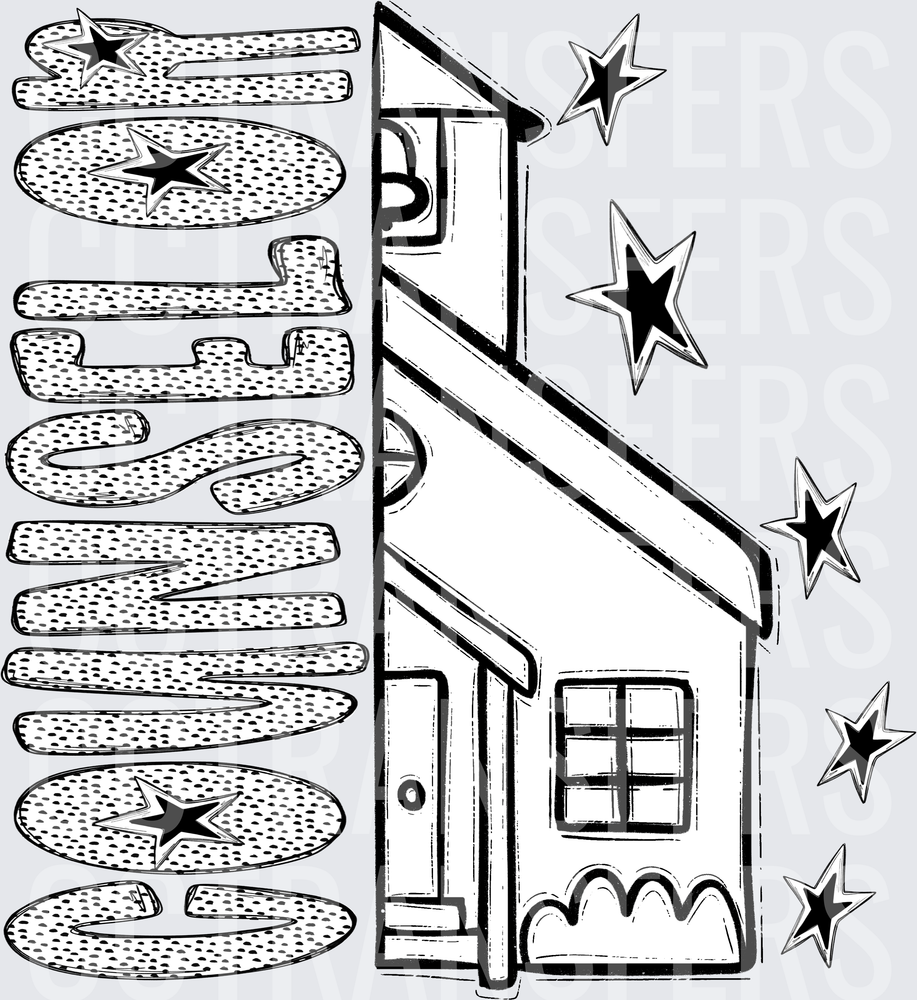 Black and White G-Man House Stars Sketch (DTF)