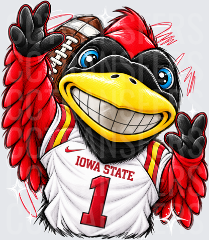 Smiling Cardinal Bird Football Jersey Number 1 (DTF)