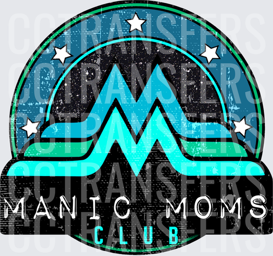 Manic Moms Club Distressed Badge Logo (DTF)