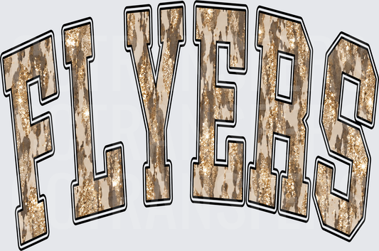 Flyers Arched Varsity Glitter Cowhide Letters (DTF)