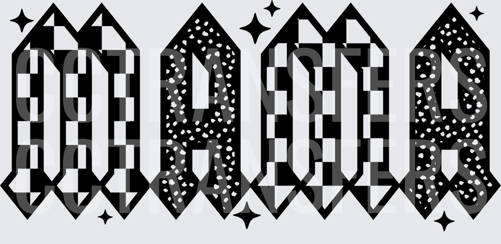 MAMA Bold Gothic Blackletter Checkered Sparkle Text (DTF)