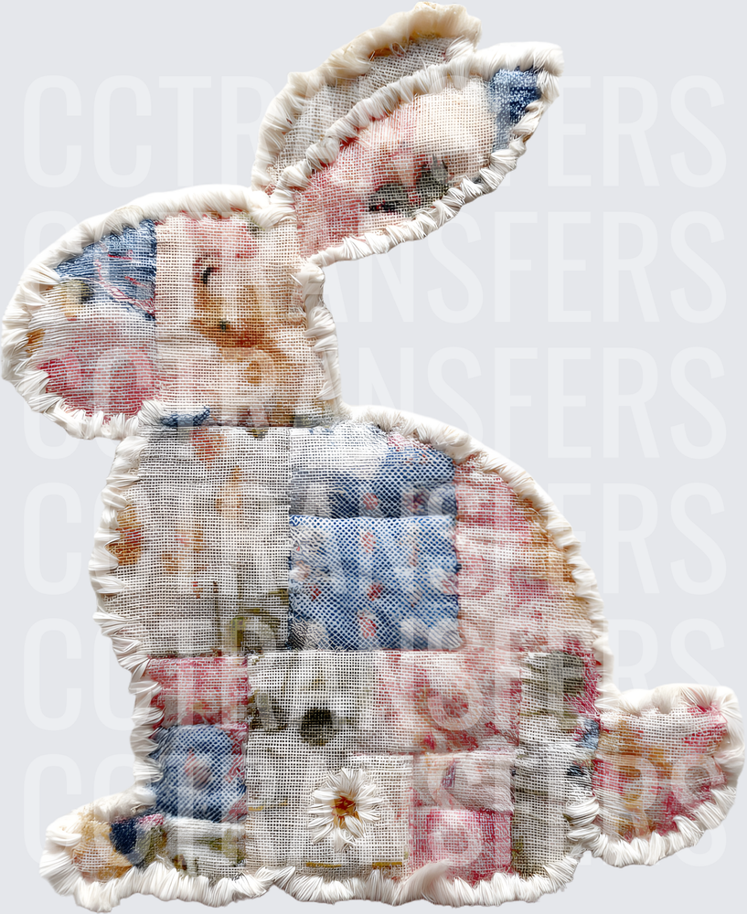 Patchwork Quilt Fabric Bunny Rabbit Appliqué (DTF)