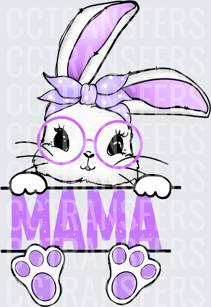 Mama Easter Bunny Girl with Glasses and Bow (DTF)