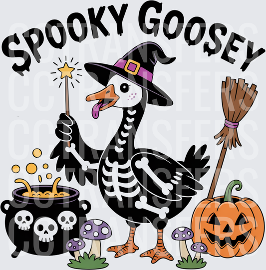 Spooky Goosey Skeleton Goose Witch Halloween (DTF)